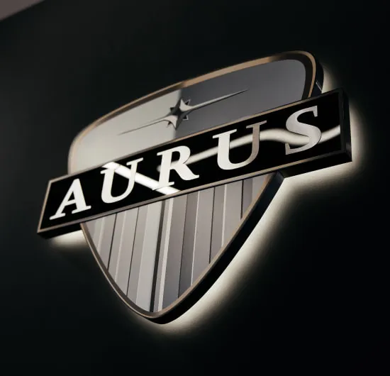 Эмблема AURUS с подсветкой